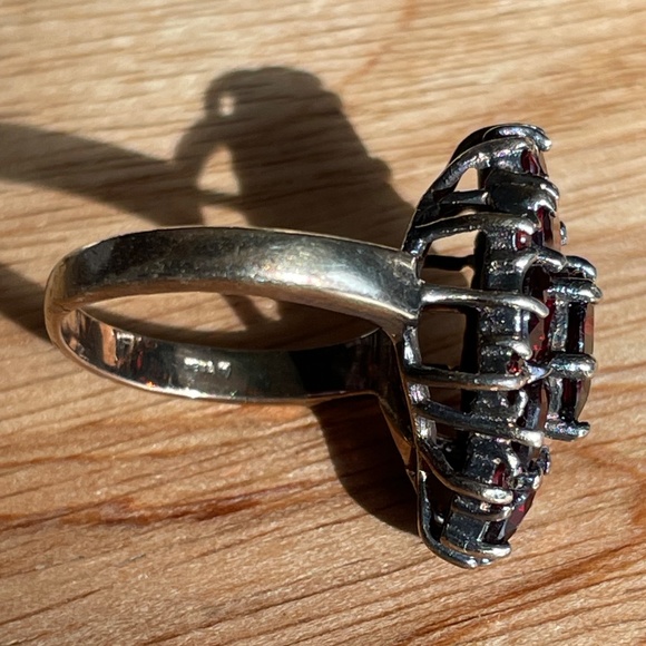 Garnet Ring & Bracelet Set - Vintage 1990's - Sterling Silver Washed Gold Sz 8 - Picture 3 of 12